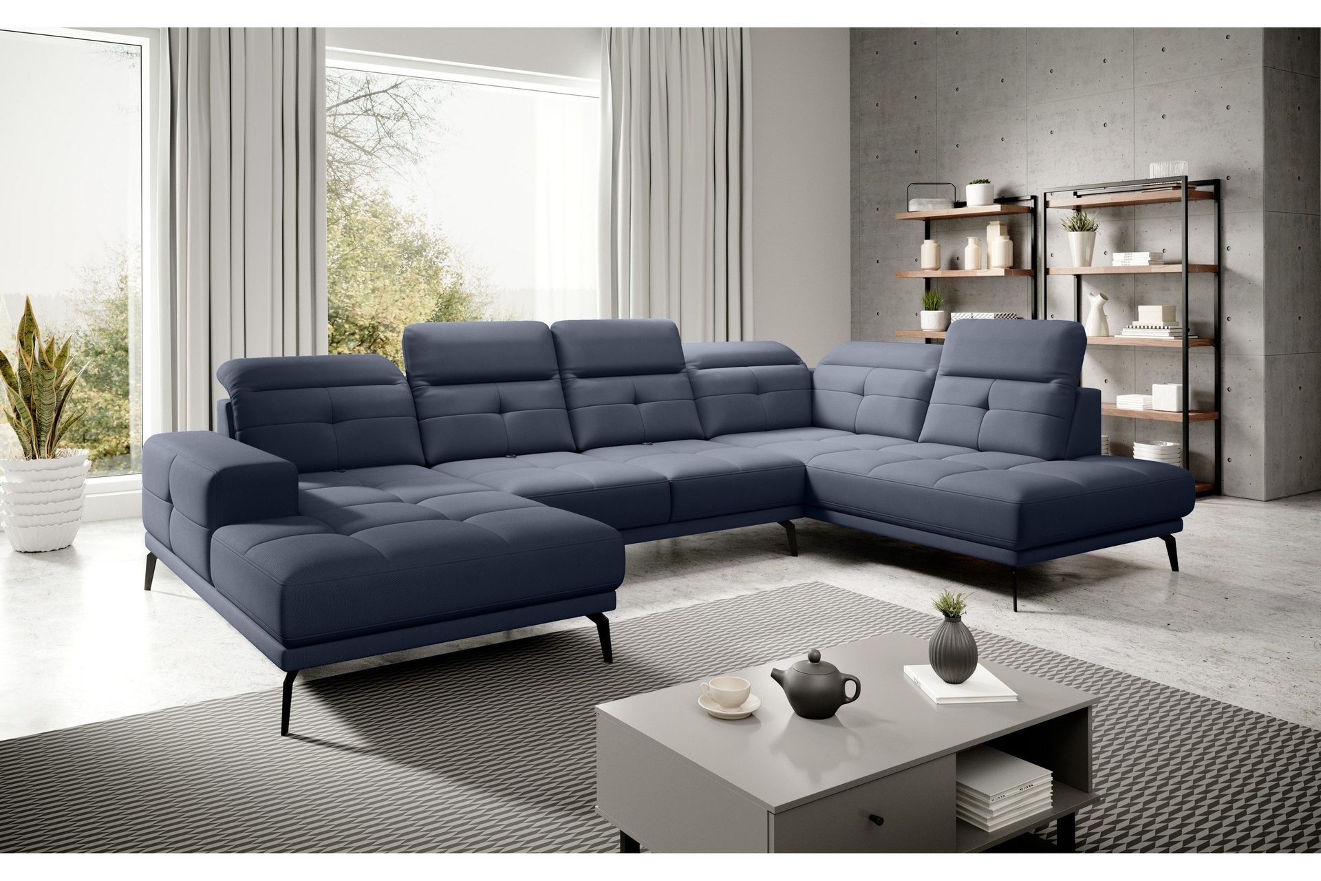 Devender Sofa m. Divan og Sjeselong - Blå