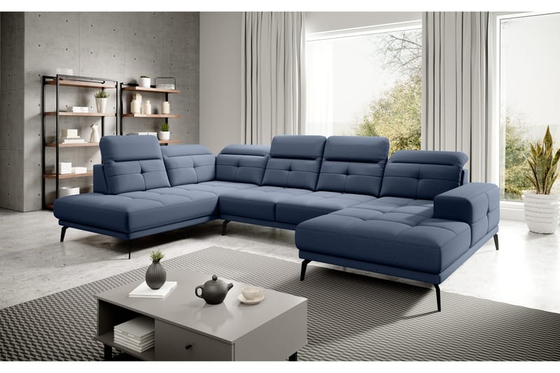 Devender Sofa m. Divan og Sjeselong - Blå - Møbler - Sofaer - U-sofa