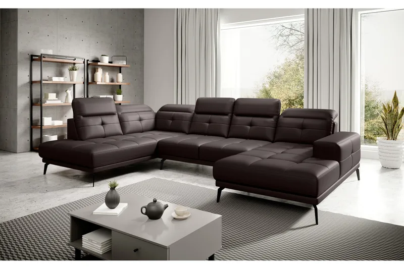 Devender Sofa m. Divan og Sjeselong - Brun - Møbler - Sofaer - U-sofa