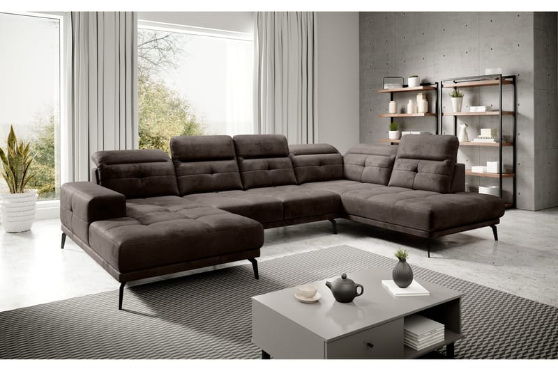 Devender Sofa m. Divan og Sjeselong - Brun - Møbler - Sofaer - U-sofa