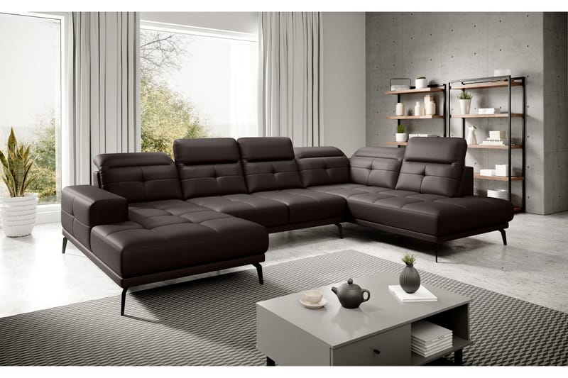 Devender Sofa m. Divan og Sjeselong - Brun - Møbler - Sofaer - U-sofa