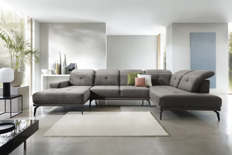 Devender Sofa m. Divan og Sjeselong - Grå - U-sofa