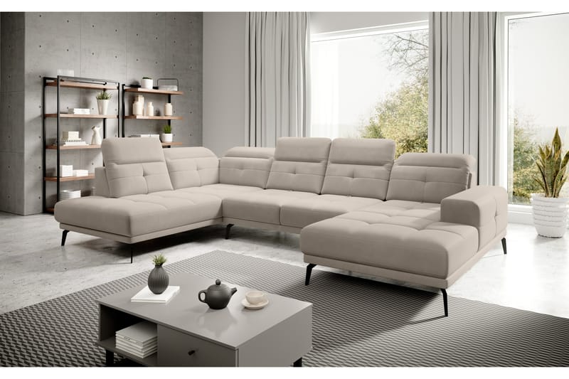 Devender Sofa m. Divan og Sjeselong - Grå - U-sofa