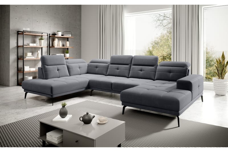 Devender Sofa m. Divan og Sjeselong - Grå - U-sofa