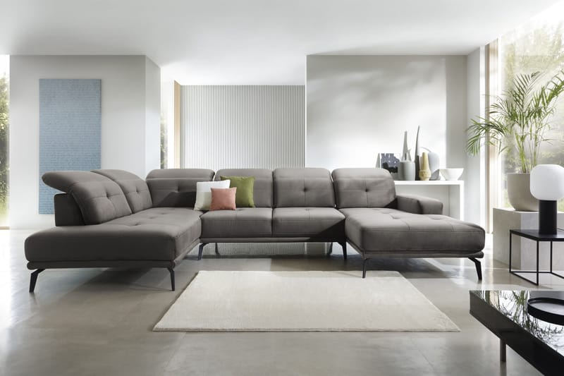 Devender Sofa m. Divan og Sjeselong - Grå - U-sofa