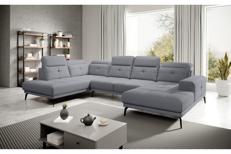 Devender Sofa m. Divan og Sjeselong - Grå - Møbler - Sofaer - U-sofa