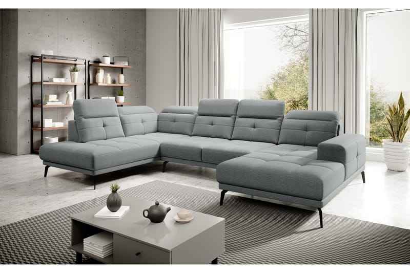 Devender Sofa m. Divan og Sjeselong - Grå - Møbler - Sofaer - U-sofa