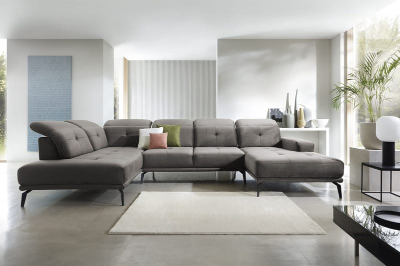 Devender Sofa m. Divan og Sjeselong - Grå - Møbler - Sofaer - U-sofa