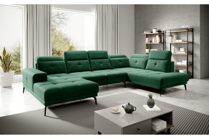 Devender Sofa m. Divan og Sjeselong - Grønn - Møbler - Sofaer - U-sofa