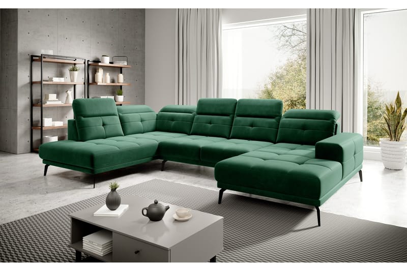 Devender Sofa m. Divan og Sjeselong - Grønn - Møbler - Sofaer - U-sofa