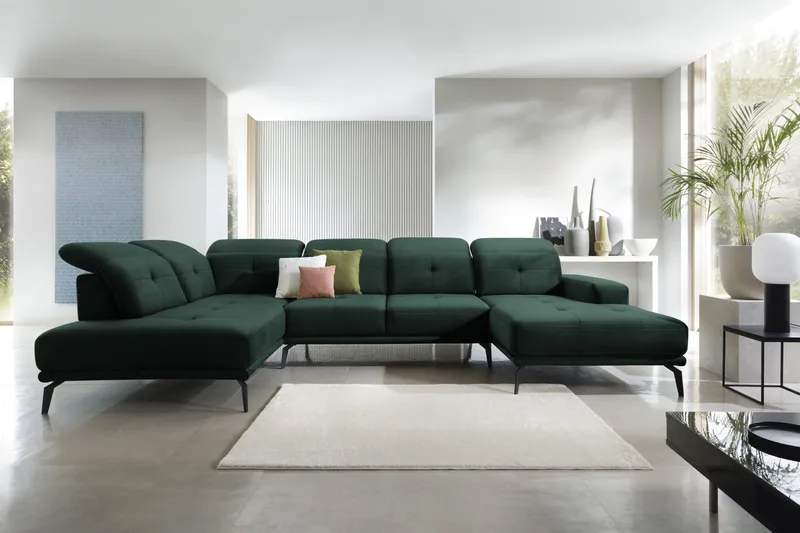 Devender Sofa m. Divan og Sjeselong - Grønn - Møbler - Sofaer - U-sofa