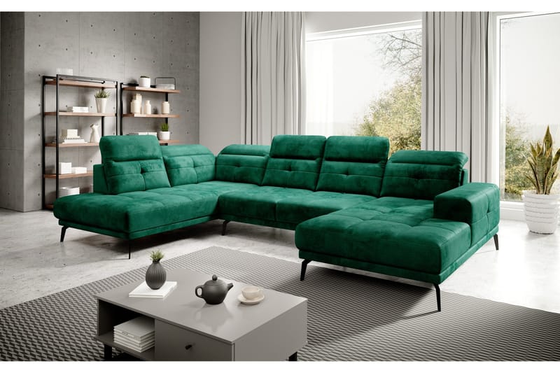 Devender Sofa m. Divan og Sjeselong - Grønn - Møbler - Sofaer - U-sofa