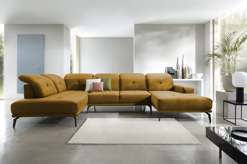 Devender Sofa m. Divan og Sjeselong - Gul - Møbler - Sofaer - U-sofa