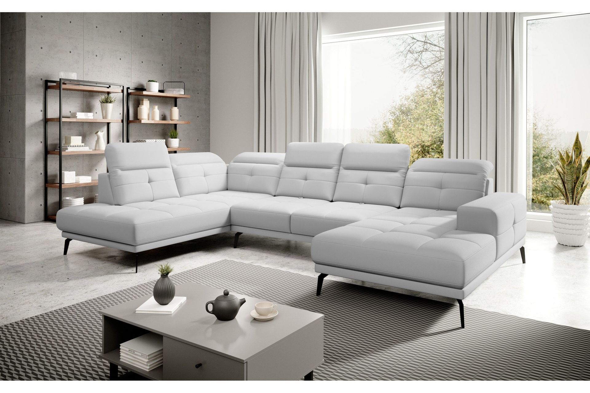 Devender Sofa m. Divan og Sjeselong - Hvit