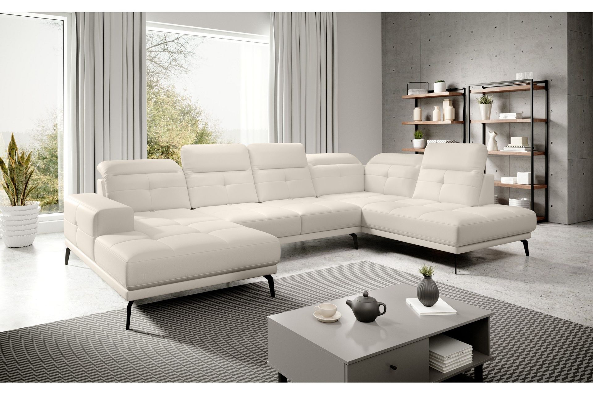 Devender Sofa m. Divan og Sjeselong - Kremhvit