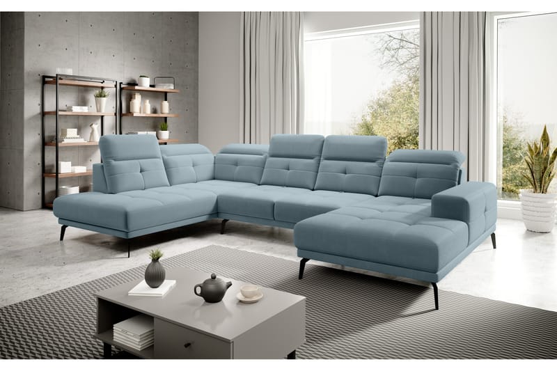 Devender Sofa m. Divan og Sjeselong - Lyseblå - Møbler - Sofaer - U-sofa