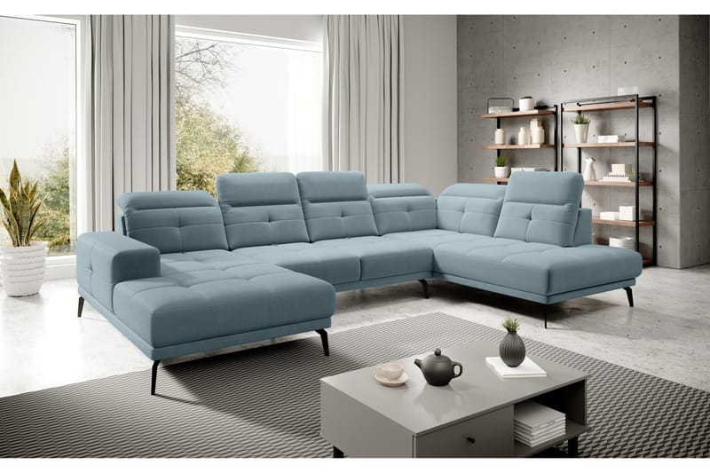Devender Sofa m. Divan og Sjeselong - Lyseblå - Møbler - Sofaer - U-sofa
