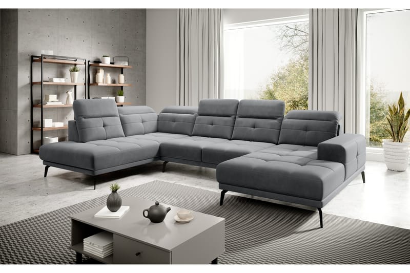 Devender Sofa m. Divan og Sjeselong - Lysegrå - Møbler - Sofaer - U-sofa