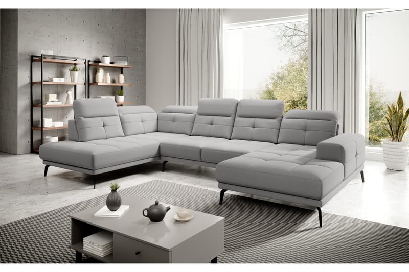 Devender Sofa m. Divan og Sjeselong - Lysegrå - Møbler - Sofaer - U-sofa