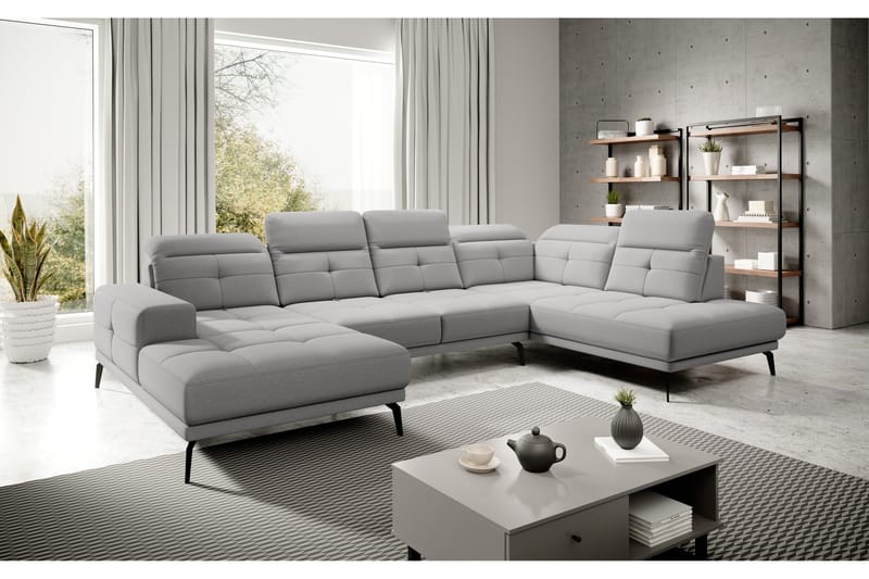 Devender Sofa m. Divan og Sjeselong - Lysegrå - Møbler - Sofaer - U-sofa