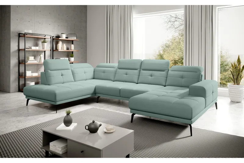 Devender Sofa m. Divan og Sjeselong - Lysegrønn - Møbler - Sofaer - U-sofa