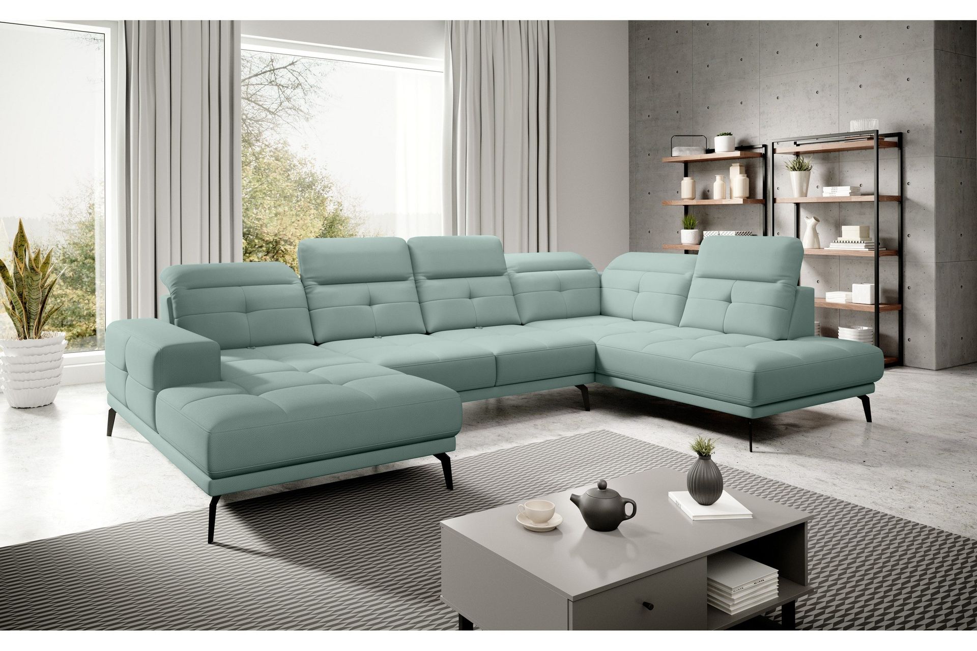 Devender Sofa m. Divan og Sjeselong - Lysegrønn