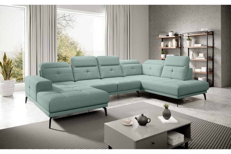 Devender Sofa m. Divan og Sjeselong - Lysegrønn - Møbler - Sofaer - U-sofa