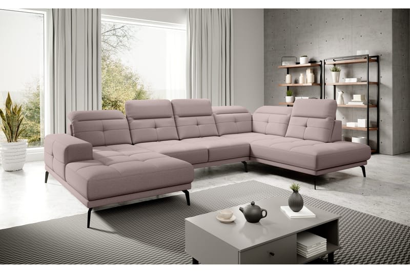 Devender Sofa m. Divan og Sjeselong - Lyserosa - Møbler - Sofaer - U-sofa