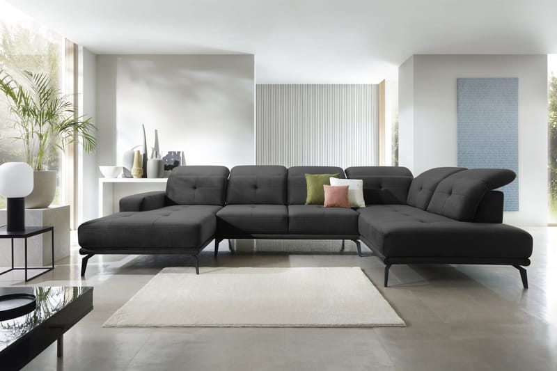 Devender Sofa m. Divan og Sjeselong - Mørkegrå - Møbler - Sofaer - U-sofa