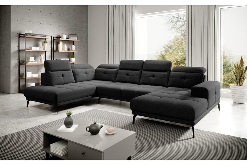 Devender Sofa m. Divan og Sjeselong - Mørkegrå - Møbler - Sofaer - U-sofa