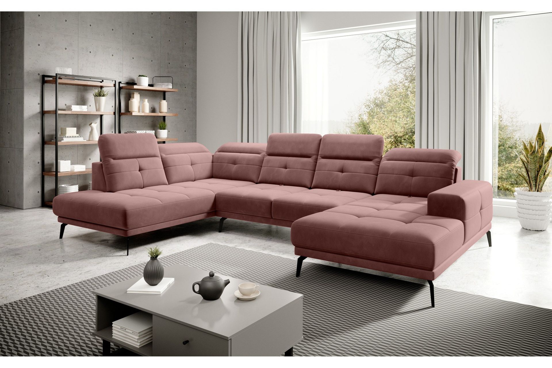 Devender Sofa m. Divan og Sjeselong - Rosa