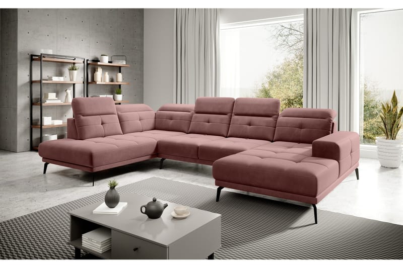 Devender Sofa m. Divan og Sjeselong - Rosa - Møbler - Sofaer - U-sofa