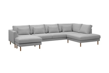 Florenz 4-seters Høyrevendt U-formet Sofa med Divan og Sjeselong i Stoff - Lysegrå - Møbler - Sofaer - U-sofa