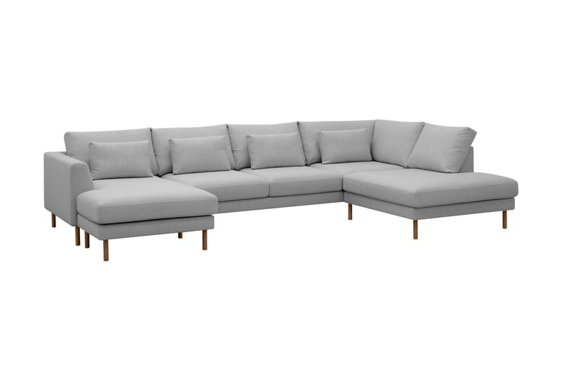 Florenz 4-seters Høyrevendt U-formet Sofa med Divan og Sjeselong i Stoff - Lysegrå - Møbler - Sofaer - U-sofa