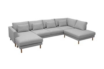 Florenz 4-seters Høyrevendt U-formet Sofa med Divan og Sjeselong i Stoff - Lysegrå - Møbler - Sofaer - U-sofa