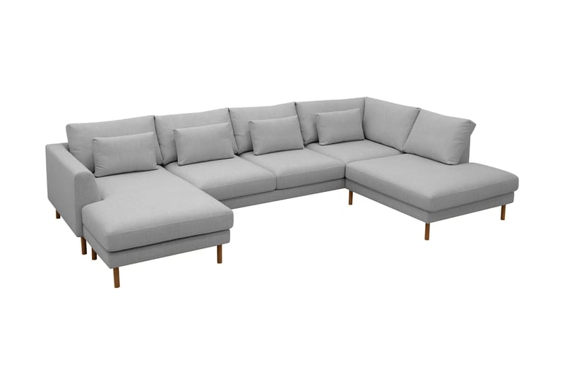 Florenz 4-seters Høyrevendt U-formet Sofa med Divan og Sjeselong i Stoff - Lysegrå - Møbler - Sofaer - U-sofa