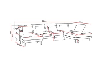 Florenz 4-seters Høyrevendt U-formet Sofa med Divan og Sjeselong i Stoff - Lysegrå - Møbler - Sofaer - U-sofa