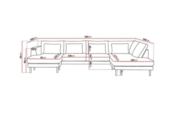 Florenz 4-seters Høyrevendt U-formet Sofa med Divan og Sjeselong i Stoff - Lysegrå - Møbler - Sofaer - U-sofa