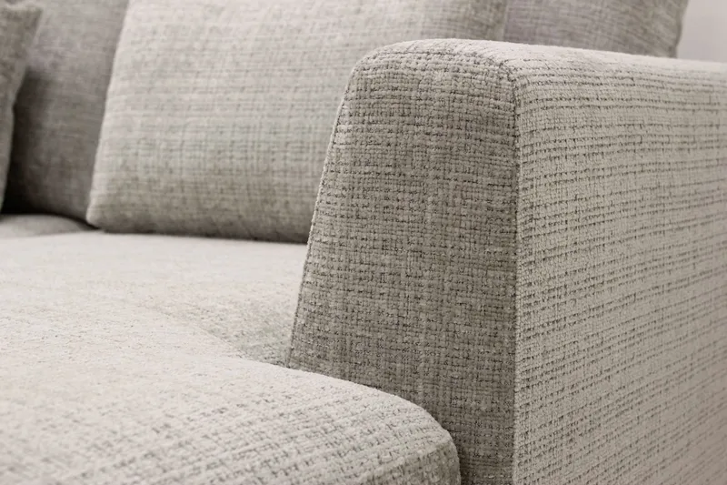 Florenz 4-seters Venstrevendt U-formet Sofa med Divan og Sjeselong i Chenille - Grå/Beige - Møbler - Sofaer - U-sofa