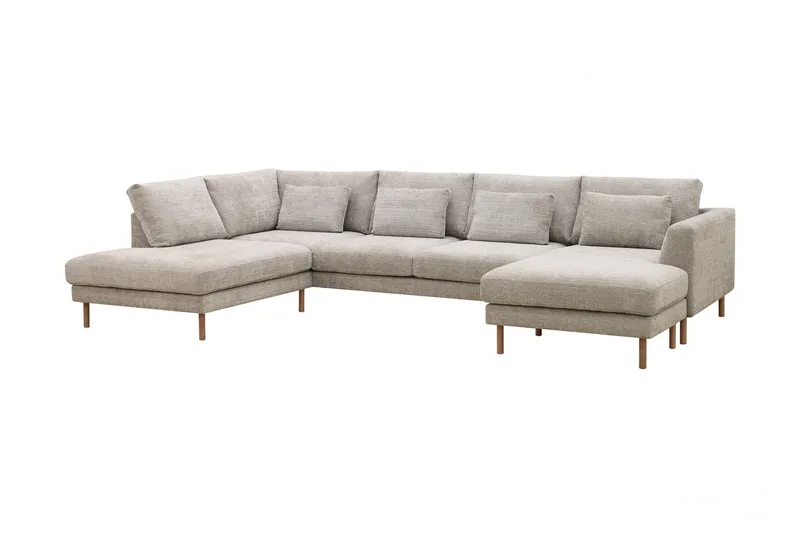 Florenz 4-seters Venstrevendt U-formet Sofa med Divan og Sjeselong i Chenille - Grå/Beige - Møbler - Sofaer - U-sofa