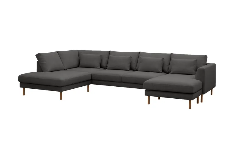 Florenz 4-seters Venstrevendt U-formet Sofa med Divan og Sjeselong i Stoff - Mørkegrå - Møbler - Sofaer - U-sofa