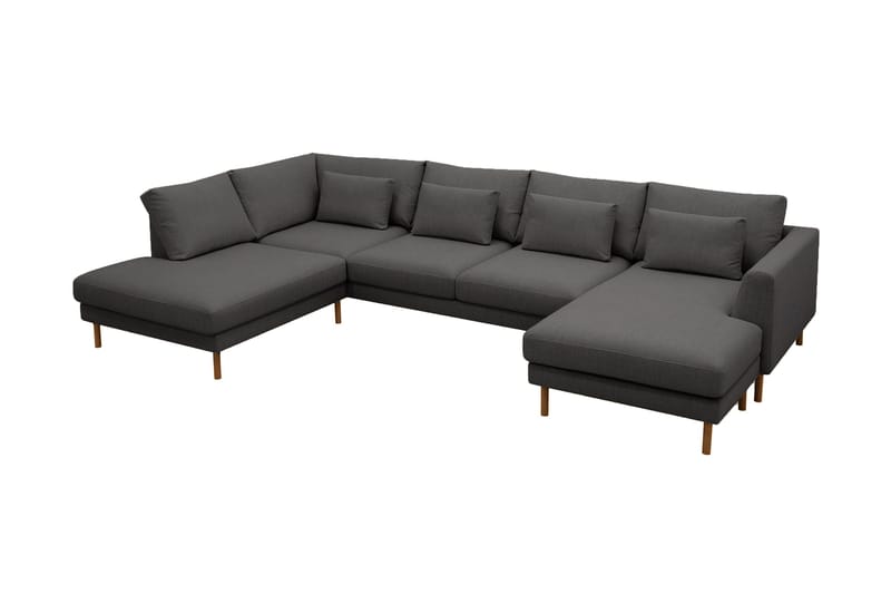 Florenz 4-seters Venstrevendt U-formet Sofa med Divan og Sjeselong i Stoff - Mørkegrå - Møbler - Sofaer - U-sofa