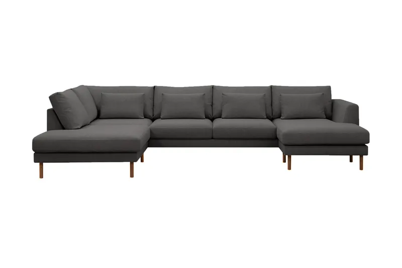 Florenz 4-seters Venstrevendt U-formet Sofa med Divan og Sjeselong i Stoff, Mørkegrå