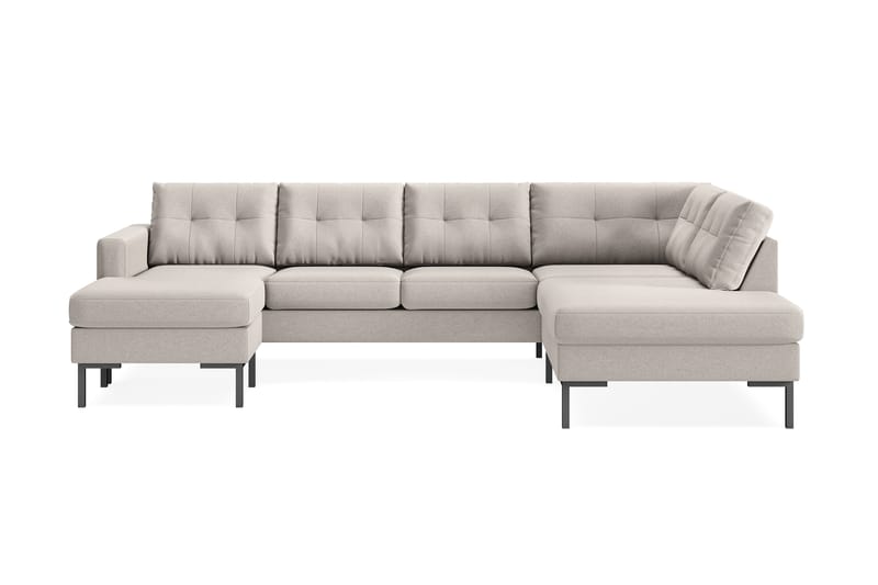 Frillestad 4-seters Høyrevendt U-formet Sofa med Divan og Sjeselong i Stoff - Beige - Møbler - Sofaer - U-sofa
