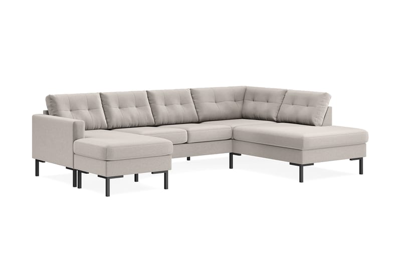 Frillestad 4-seters Høyrevendt U-formet Sofa med Divan og Sjeselong i Stoff - Beige - Møbler - Sofaer - U-sofa