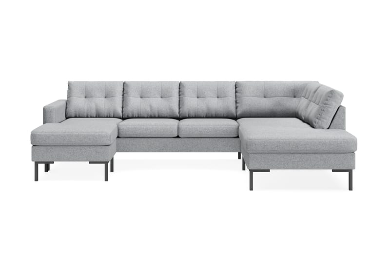 Frillestad 4-seters Høyrevendt U-formet Sofa med Divan og Sjeselong i Stoff - Grå - Møbler - Sofaer - U-sofa