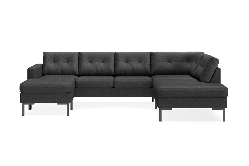 Frillestad 4-seters Høyrevendt U-formet Sofa med Divan og Sjeselong i Stoff - Mørk grå - Møbler - Sofaer - U-sofa