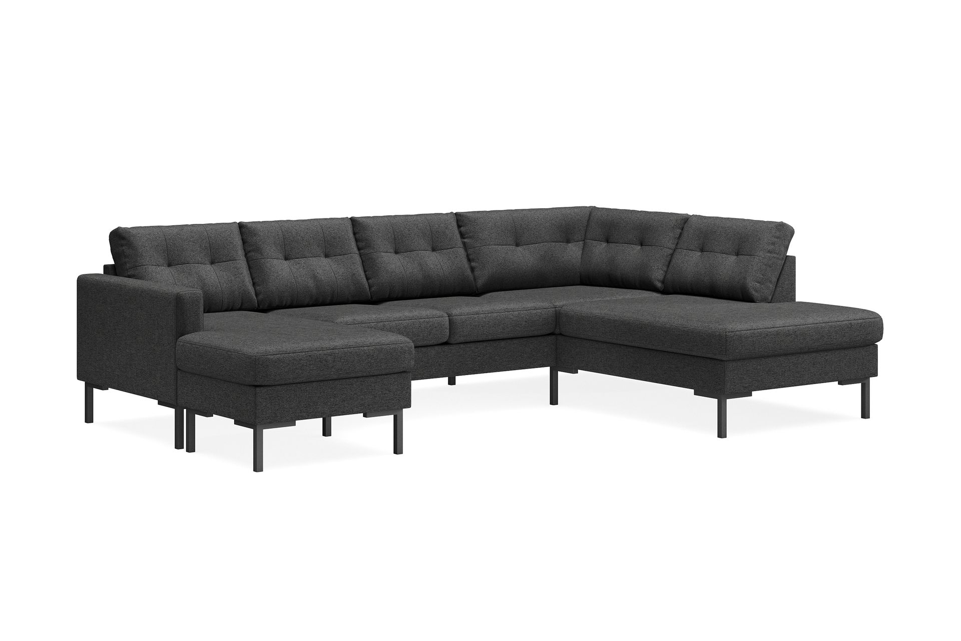 Frillestad 4-seters Høyrevendt U-formet Sofa med Divan og Sjeselong i Stoff - Mørk grå - Møbler - Sofaer - U-sofa