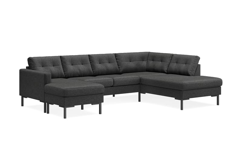 Frillestad 4-seters Høyrevendt U-formet Sofa med Divan og Sjeselong i Stoff - Mørk grå - Møbler - Sofaer - U-sofa