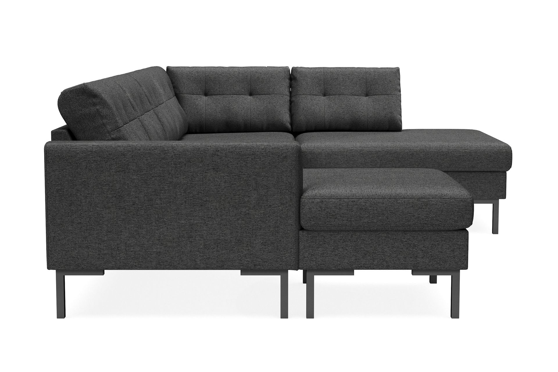 Frillestad 4-seters Høyrevendt U-formet Sofa med Divan og Sjeselong i Stoff - Mørk grå - Møbler - Sofaer - U-sofa